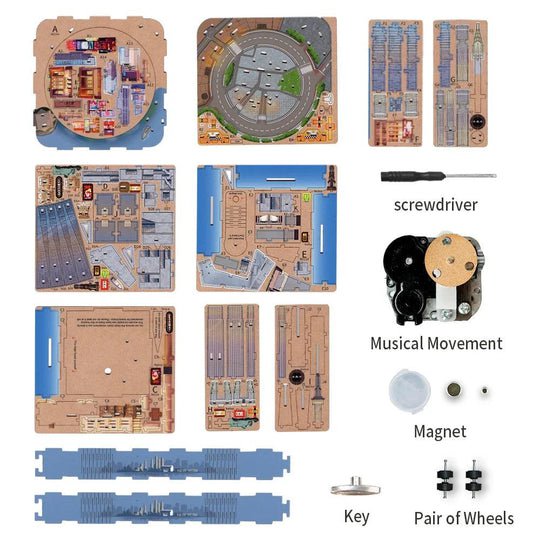 Tonecheer, Muziekdoosje, Diy 3D Houten Puzzel, New York, Tq067, 14X14X19Cm