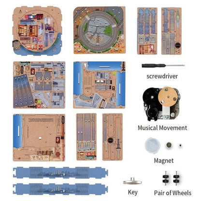 Tonecheer, Muziekdoosje, Diy 3D Houten Puzzel, New York, Tq067, 14X14X19Cm