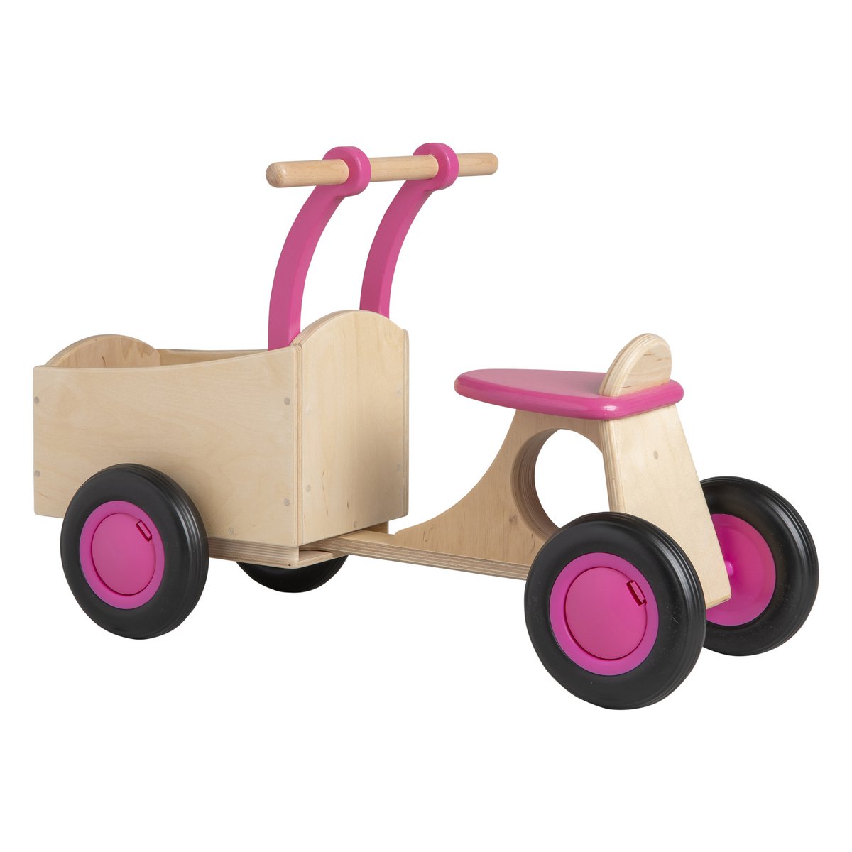 Van Dijk Toys Houten Kinder Loop Bakfiets Vanaf 1 Jaar - Roze (Kinderopvang Kwaliteit)
