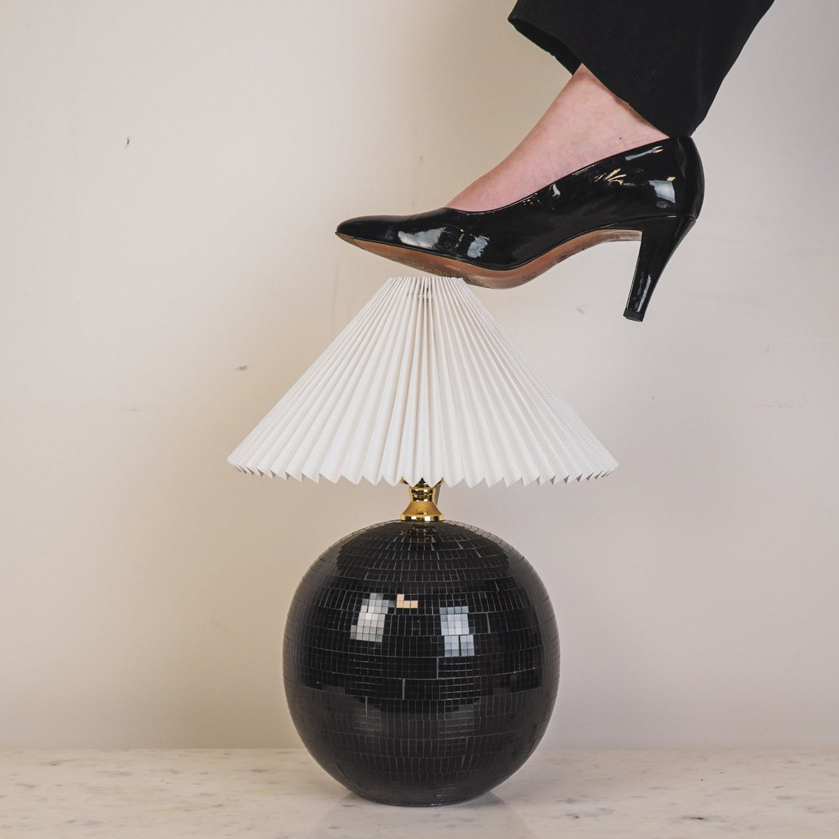 Lamp - Disco Ball -Glas - Zwart - 20X20X20Cm