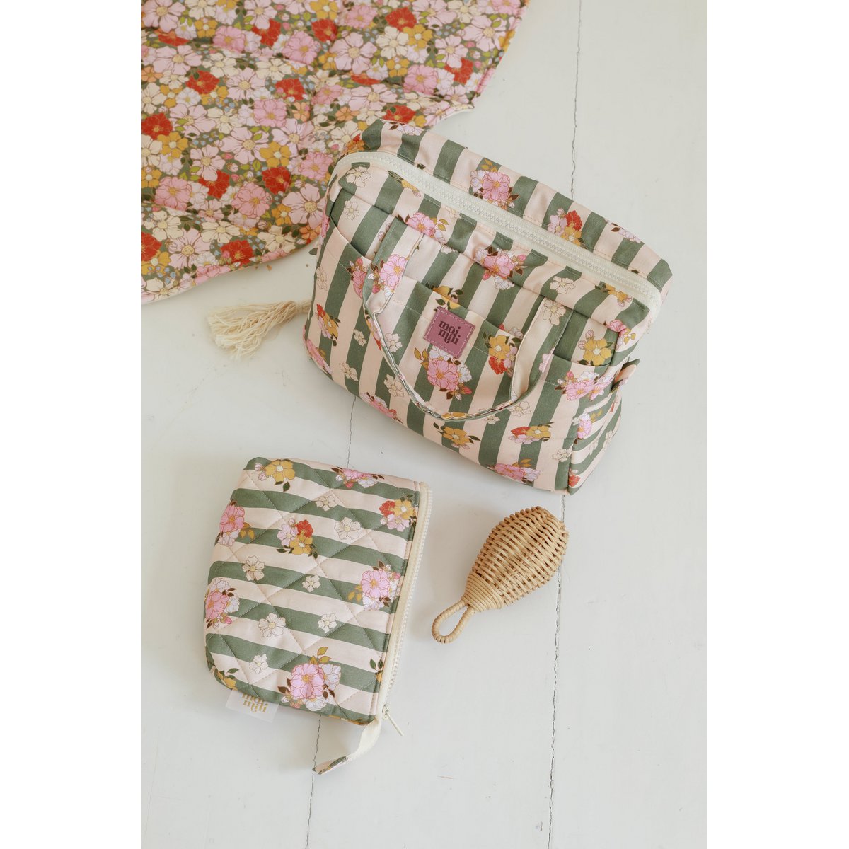 Set Make-Uptassen Voor Dames "Groen Gestreept"