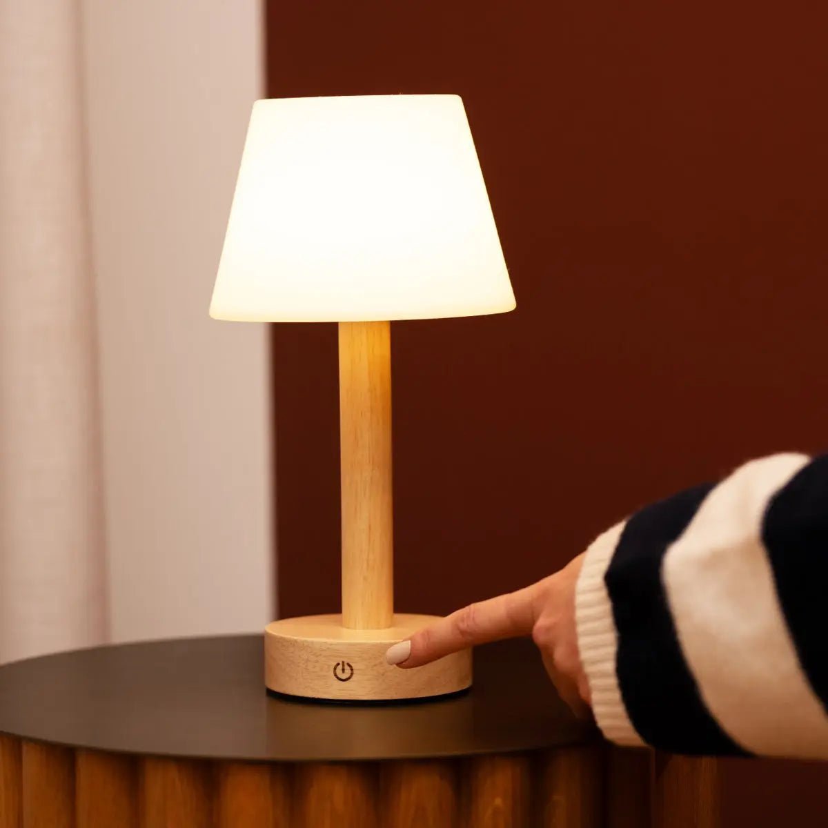 Zoë Lichtbruine Houten Oplaadbare Tafellamp