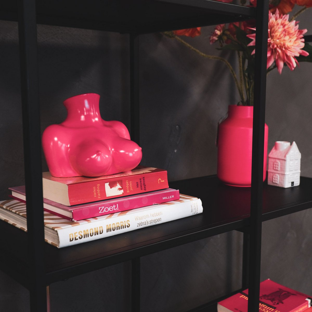 Vaas - Borsten - Keramiek - Neon Roze - 6,5X12,5X13Cm
