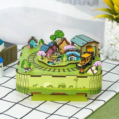 Tonecheer, Muziekdoosje, Diy 3D Houten Puzzel, Singing In The Meadow, Tq059, 14X14X9,6Cm