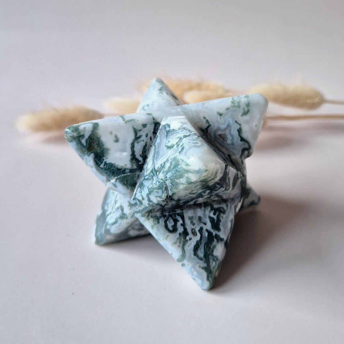 Kristallen Edelsteen Xxl Mosagaat Merkabaster – 7,5 Cm – Spirituele Harmonie & Aarding