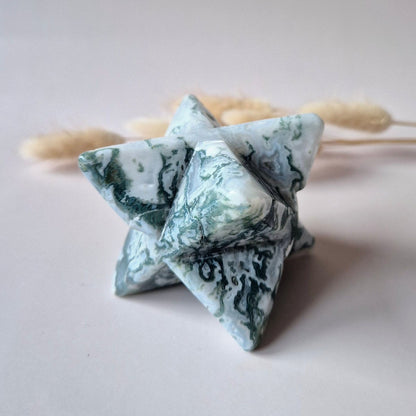 Kristallen Edelsteen Xxl Mosagaat Merkabaster – 7,5 Cm – Spirituele Harmonie & Aarding
