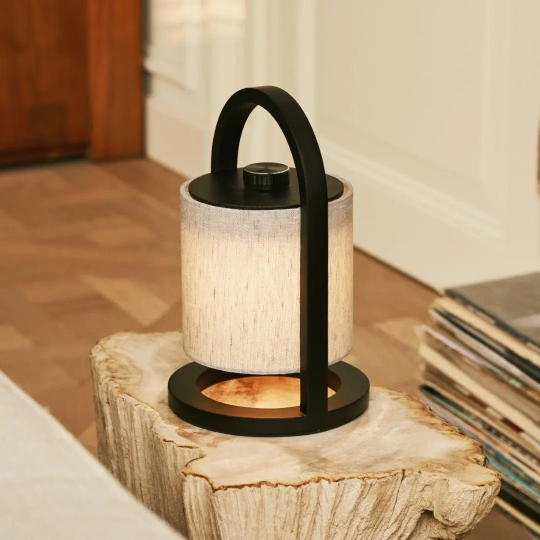 River Zwart En Grijze Houten Oplaadbare Lamp