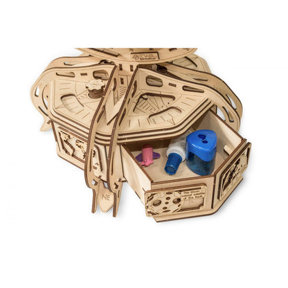 Eco Wood Art (Ewa) 3D Mechanische Puzzel, Globe Blauw, 396, 32X32X50,5Cm