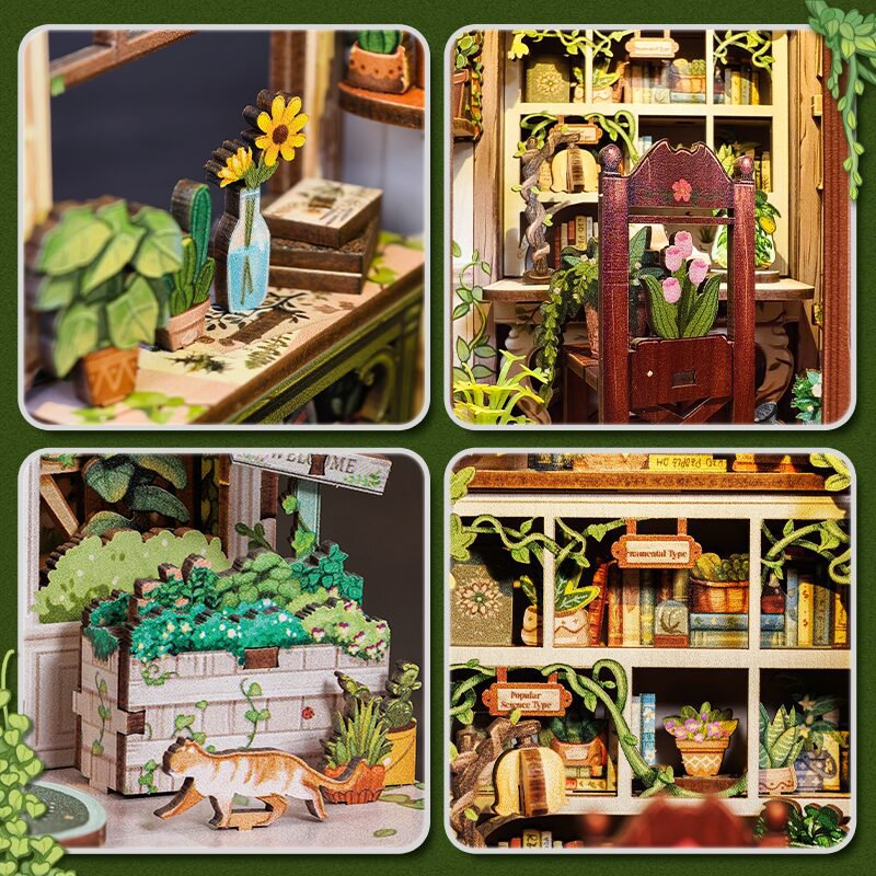 Cutebee, 3D Diy Huisje, Green Life Bookshop, Cwgc203,16X15,5X18Cm