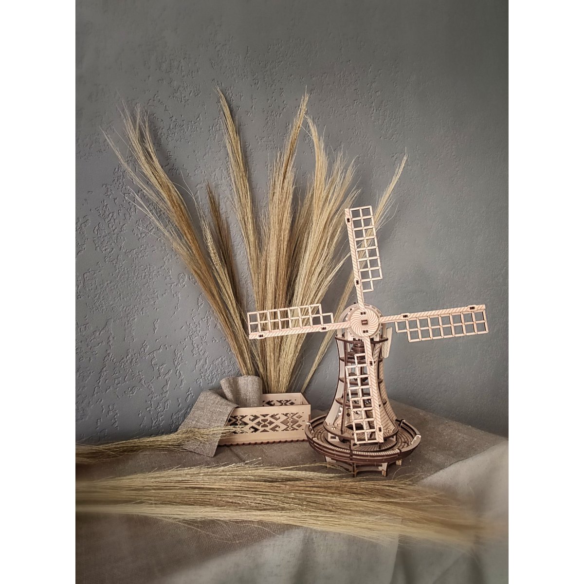 Eco Wood Art (Ewa) 3D Mechanische Puzzel Windmill, 2130, 34X19,5X40Cm