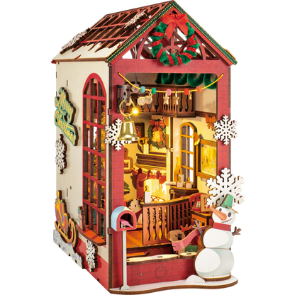Robotime, Diy Book Nook Boekensteun Christmas Indoor Scene, Tgc07, 21,8X13,6X24,7 Cm