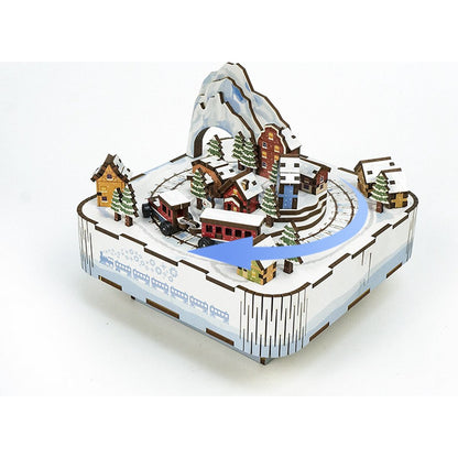 Tonecheer, Muziekdoosje, Diy 3D Houten Puzzel, Sneeuwtrein/Snow Train, Tq058, 14X14X12,2Cm