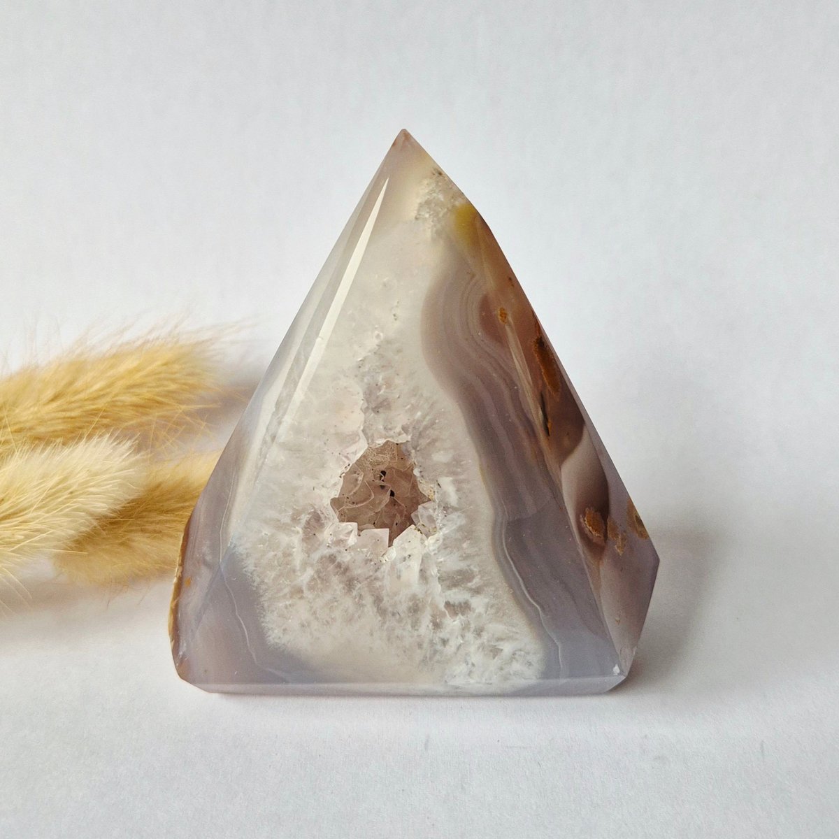 Druzy Grijze Agaat Diamant Staande Edelsteen Kristal - #43 214G