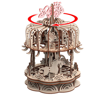 Mr. Playwood 3D Houten Puzzel Carousel, 10403, 25X25X32Cm