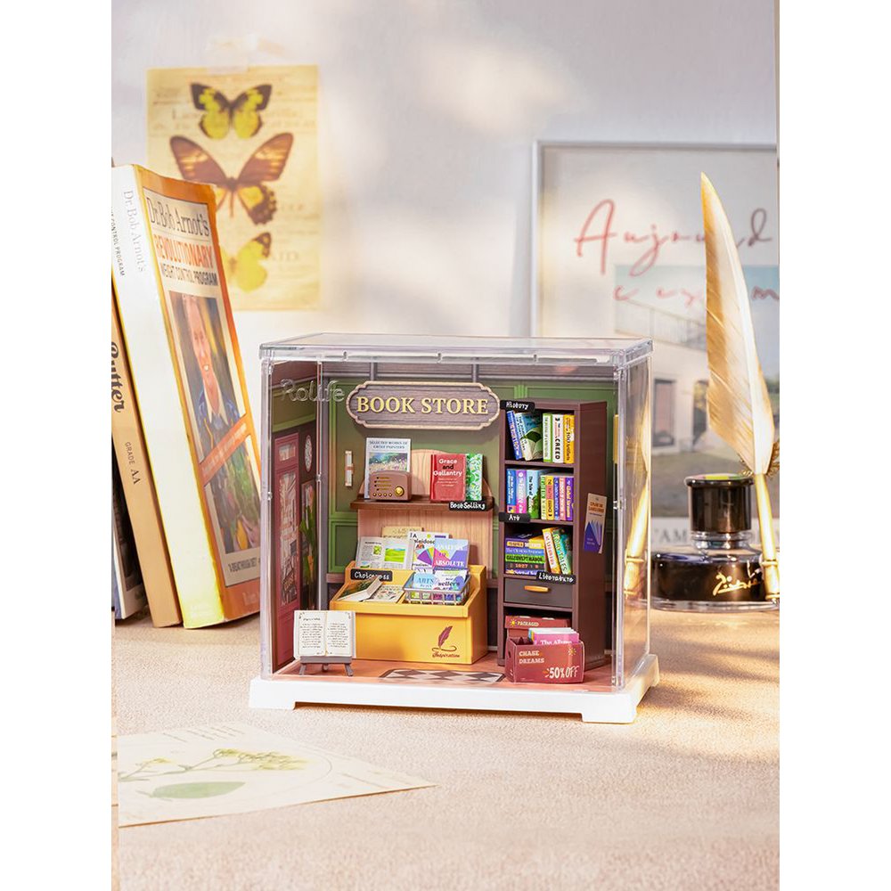 Robotime, Diy Huisje Memory Book Store, Dws04B, 15,7X10,9X14,7Cm