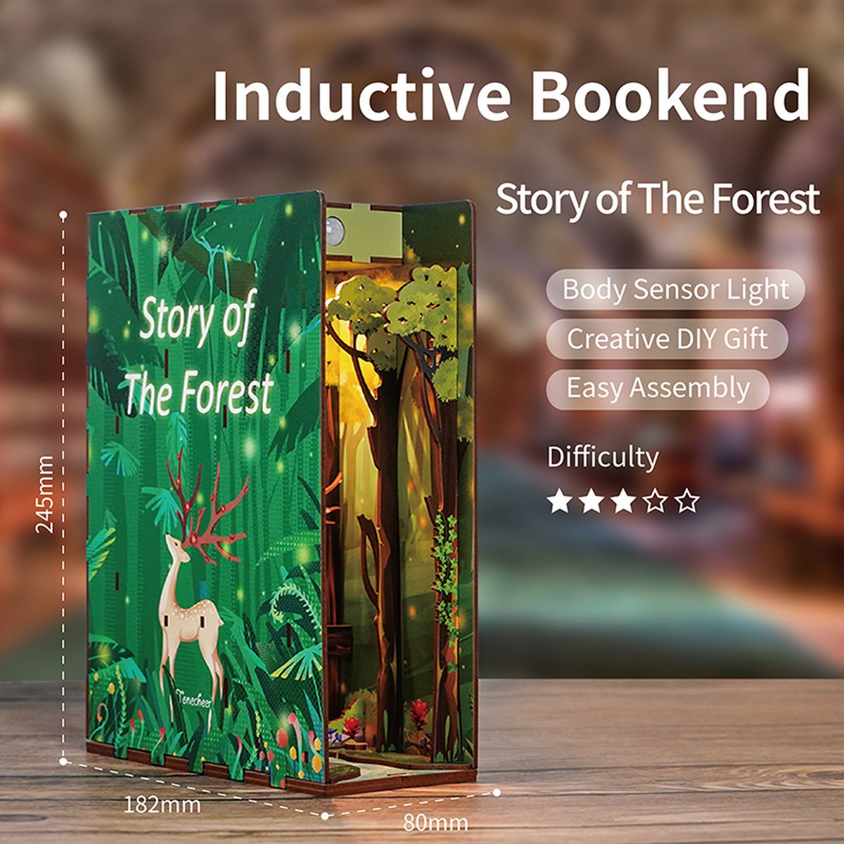 Tonecheer, Diy Book Nook, Story Of The Forest Bookend, Tq106, 18,2X8X24,5Cm