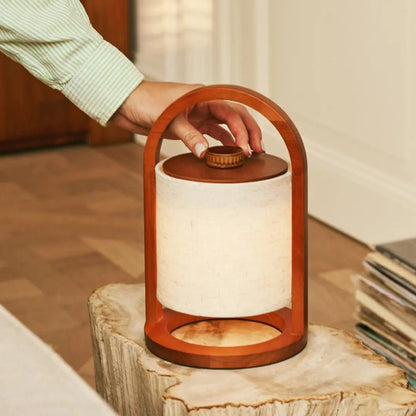 Rivierkastanjebruine Houten Oplaadbare Lamp