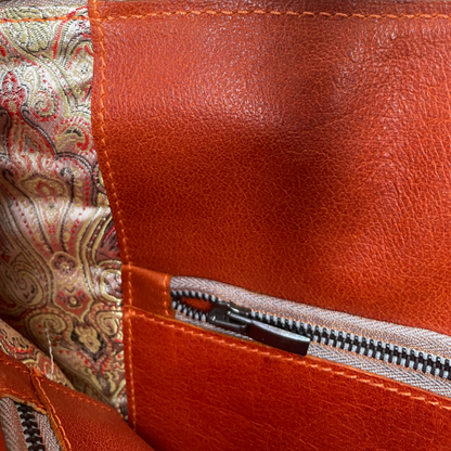 Gissy Kurk En Leer Handtas Xl - Oranje