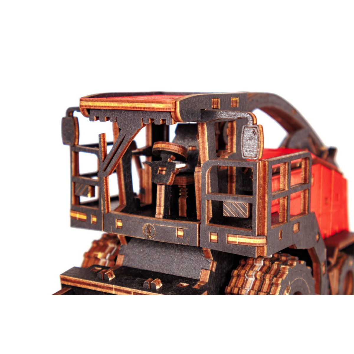 Eco Wood Art (Ewa) 3D Mechanische Houten Puzzel, Harvester Forage Fs80, 4264, Rood, 27X15X12Cm
