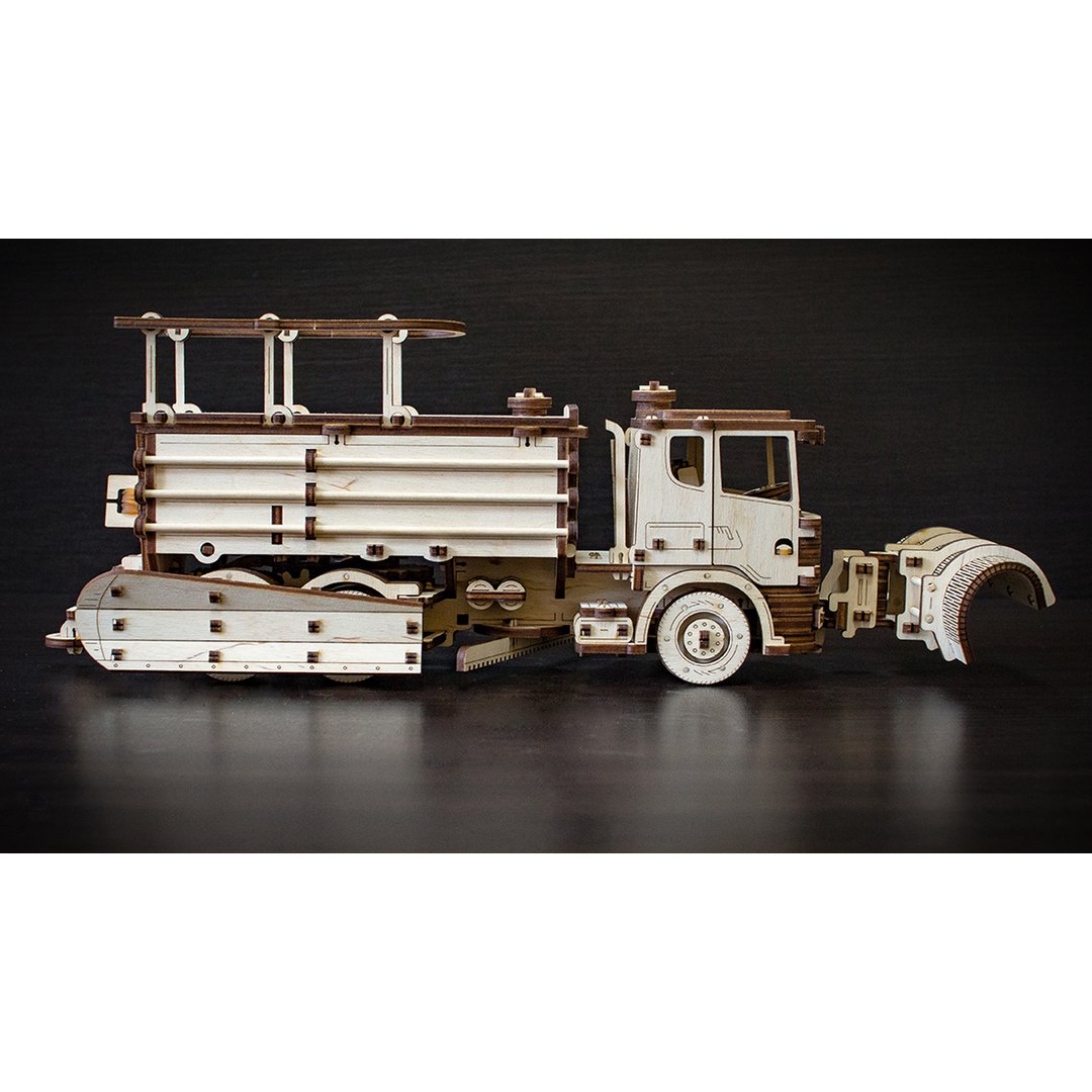 Eco Wood Art (Ewa) 3D Mechanische Houten Puzzel, Snowtruck, 402, 40X14,1X14,8Cm