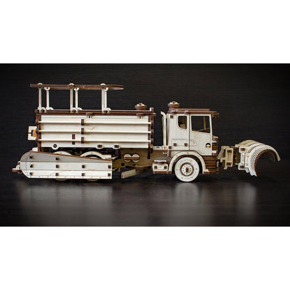 Eco Wood Art (Ewa) 3D Mechanische Houten Puzzel, Snowtruck, 402, 40X14,1X14,8Cm