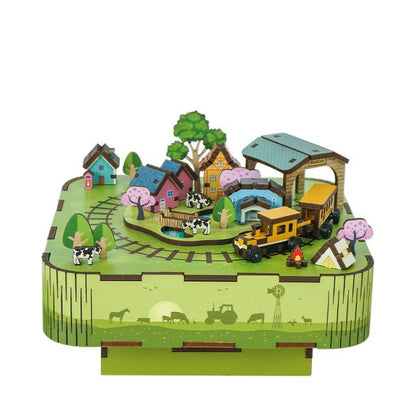 Tonecheer, Muziekdoosje, Diy 3D Houten Puzzel, Singing In The Meadow, Tq059, 14X14X9,6Cm