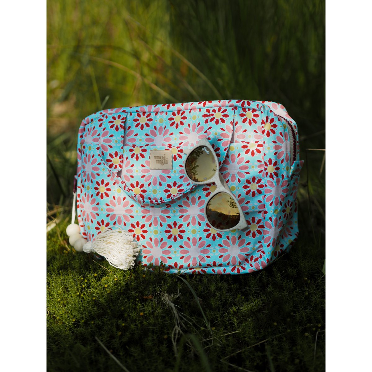 Make-Up Tasje "Rode Bloemen" Groot Formaat