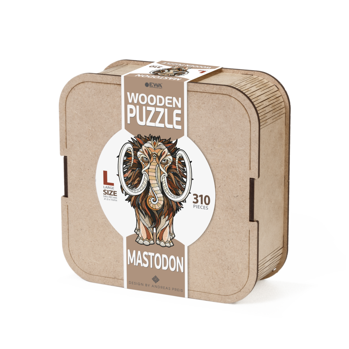 Eco Wood Art (Ewa) Houten Legpuzzel Mammoet/ Mastodon, 2208, Size L, 54X40X0,5Cm