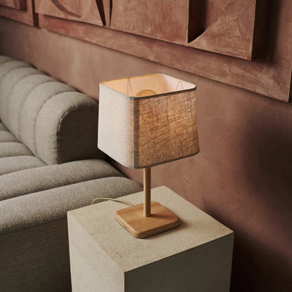 Marley Houten Lamp Met Beige Kap