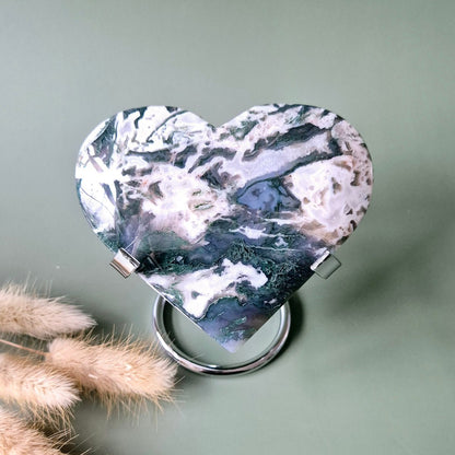 Druzy Mosagaat Hart Op Metalen Standaard – Perfect Voor Valentijn #2 232Gram
