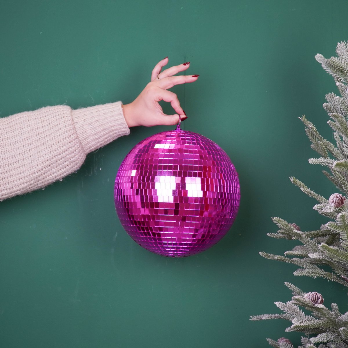 Kerstdecoratie - Kersthanger - Discobal - Foam - Roze - 25X25X25Cm