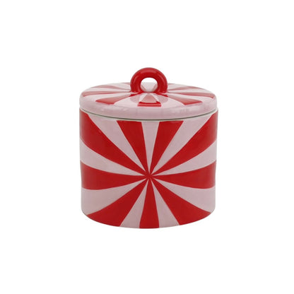 Voorraadpot - Swirl - Rood/Roze - 11X11X11,5Cm