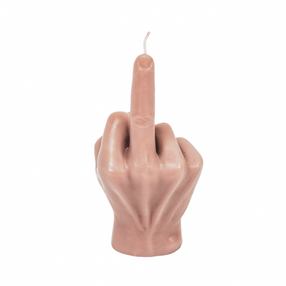 Candle -Middle -Vinger - Wax - Taupe - 310Gram -10X9X17Cm