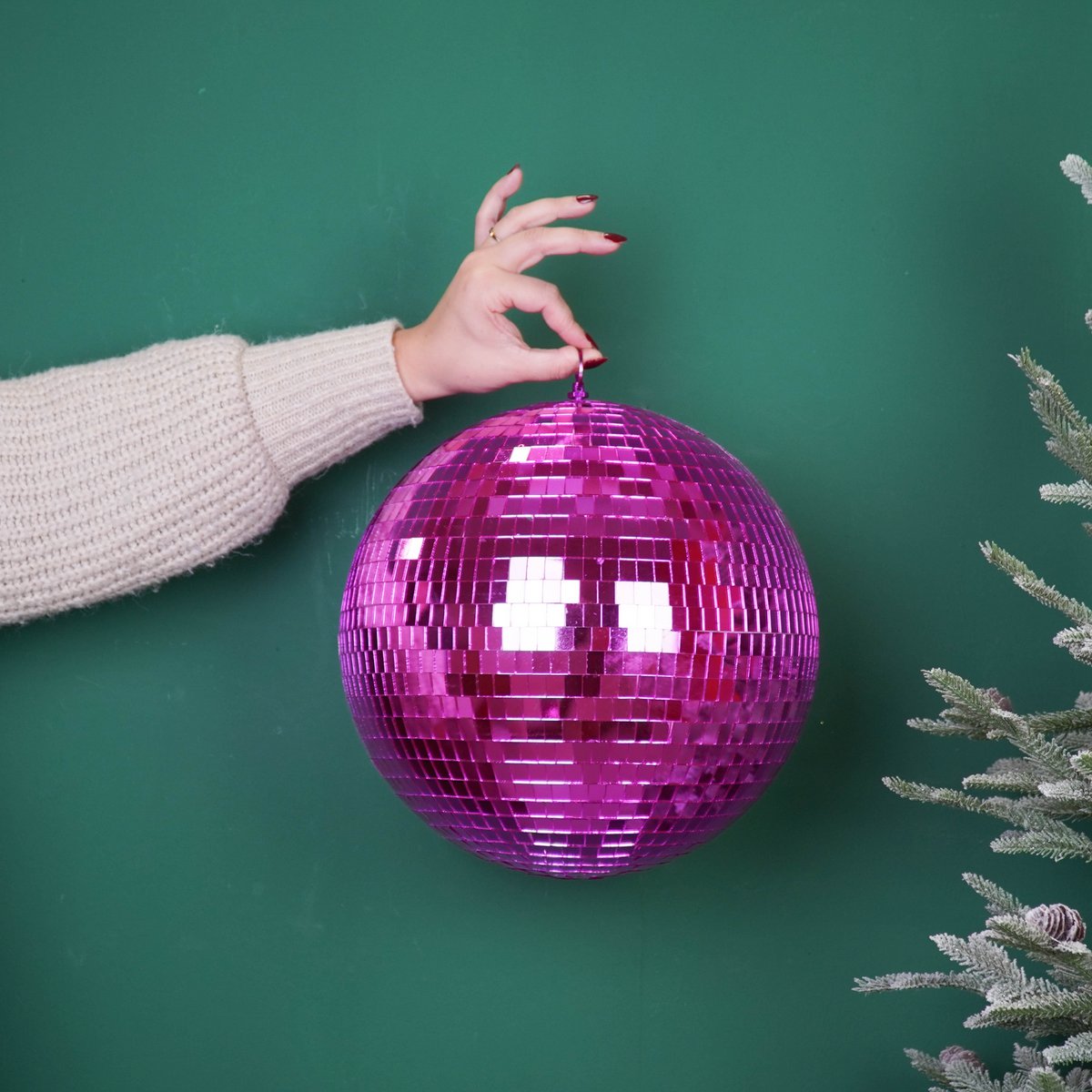 Kerstdecoratie - Kersthanger - Discobal - Foam - Roze - 30X30X30Cm