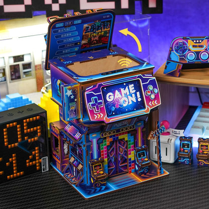 Tonecheer, Diy 3D Houten Puzzel, Desk Bin, Cyber Game City, Tq182,15X14X23Cm