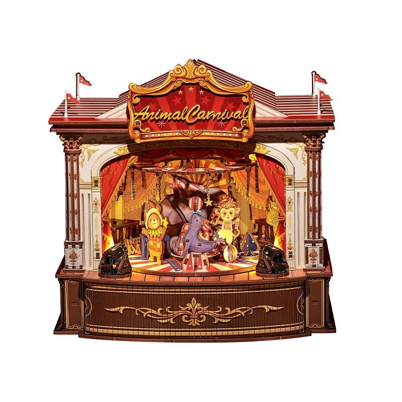 Cutebee, 3D Diy Muziekdoos, Animal Carnival, Ttcb501, 22X18X22,2Cm