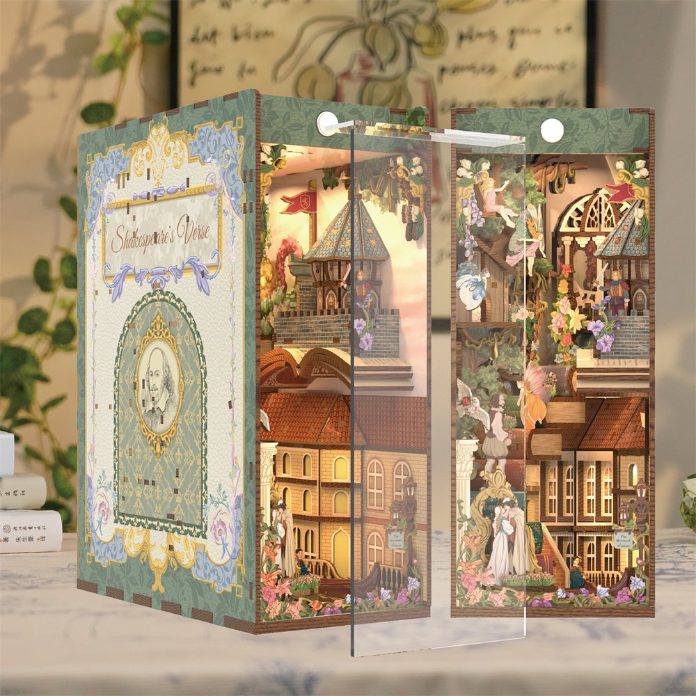 Tonecheer, Diy Book Nook, Shakespear's Verse Inclusief Dust-Cover, Tq129, 18X9,8X24,5Cm