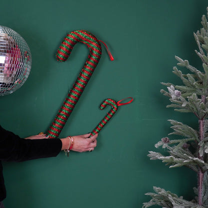 Kerstdecoratie - Zuurstok - Schuim - Groen/Rood - 52Cm
