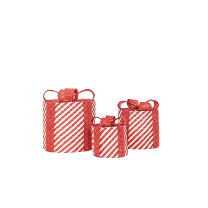 Led Xmas Gift - S3 - Polysenee - Rood/White -15/20/25Cm