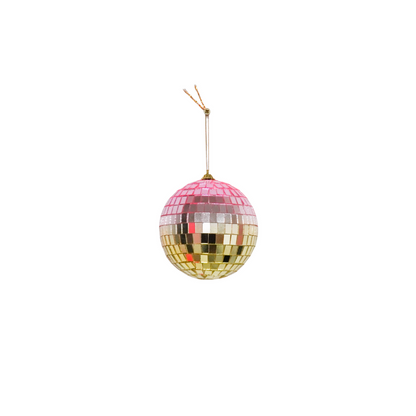 Kerstdecoratie - Kersthanger - Discobal - Foam - Roze/Goud - 8X8X8Cm