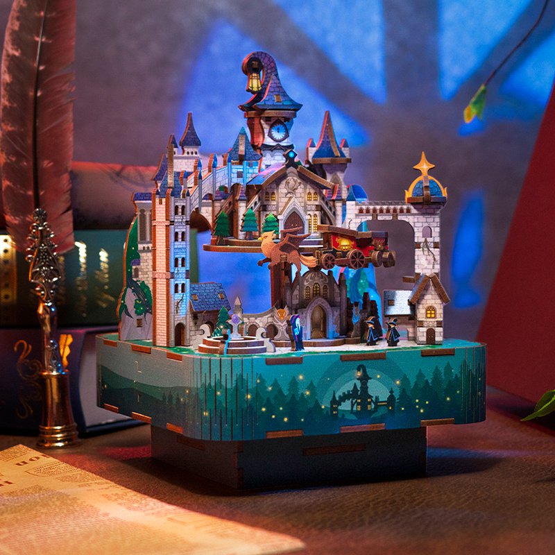 Tonecheer, Muziekdoosje, Diy 3D Houten Puzzel, Magical Castle, Tq064, 14X14X18,6Cm