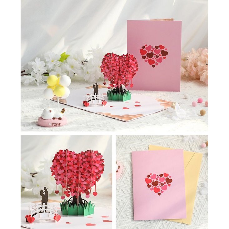 Liefdesboom 3D Valentijnsdag Pop-Upkaart