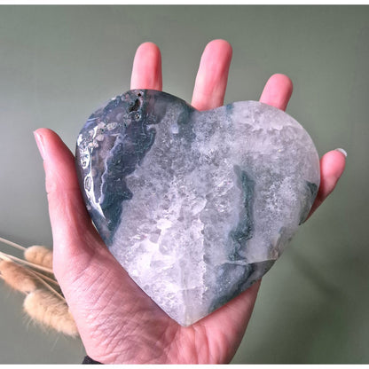 Druzy Mosagaat Hart Op Metalen Standaard – Perfect Voor Valentijn #11 295Gram