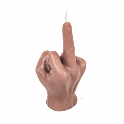 Candle -Middle -Vinger - Wax - Taupe - 310Gram -10X9X17Cm