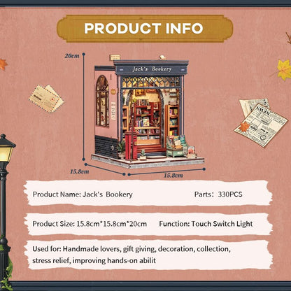 Cutebee, 3D Diy Huisje, Jack's Bookery, Cwgc209, 15,8X15,8X20Cm
