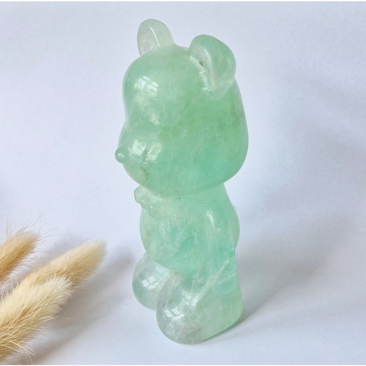 Groene Fluoriet Beer Carving – 12 Cm – 508 Gram