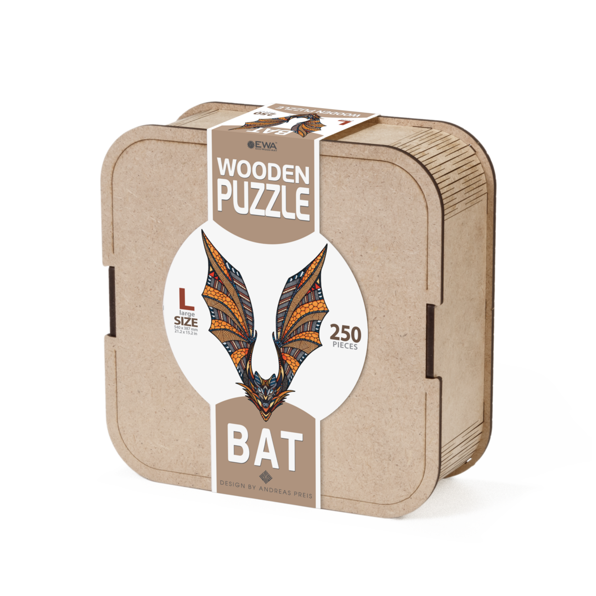 Eco Wood Art (Ewa) Houten Legpuzzel Vleermuis/ Bat, Size L, 2185, 54X38,7X0,5Cm