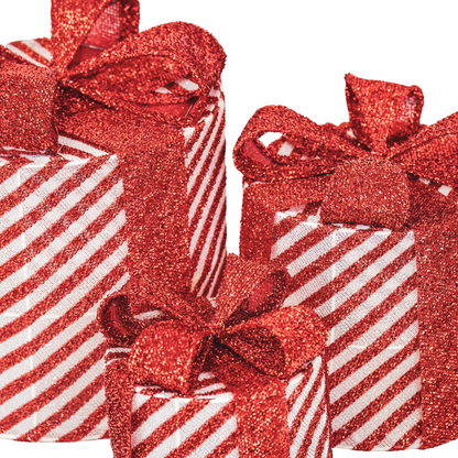 Led Xmas Gift - S3 - Polysenee - Rood/White -15/20/25Cm