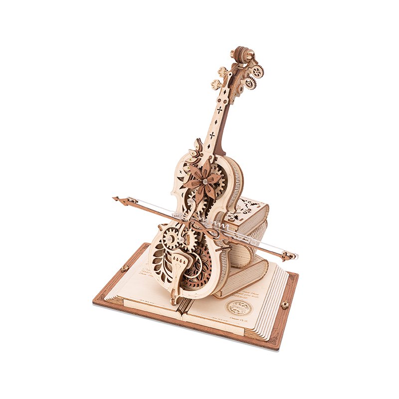 Robotime, Muziekdoos Hout Diy 3D Puzzel Magic Cello, Amk63, 23,5X20,5X18,5Cm