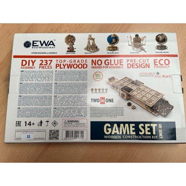 Eco Wood Art (Ewa) 2 In 1 Bordspel, Senet En Ur, 1355, 34,5X14X6Cm